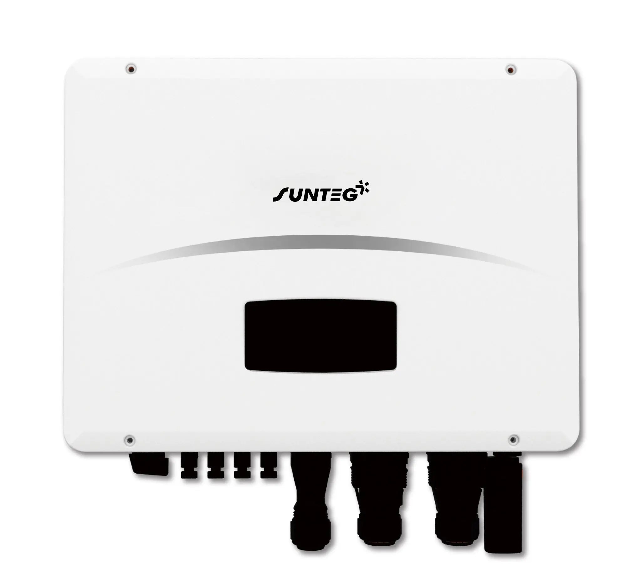 Sunteg Ares MTH Serie hybride omvormer voor zonne-energie, zichtbaar met bedieningspaneel en ventilatoren.