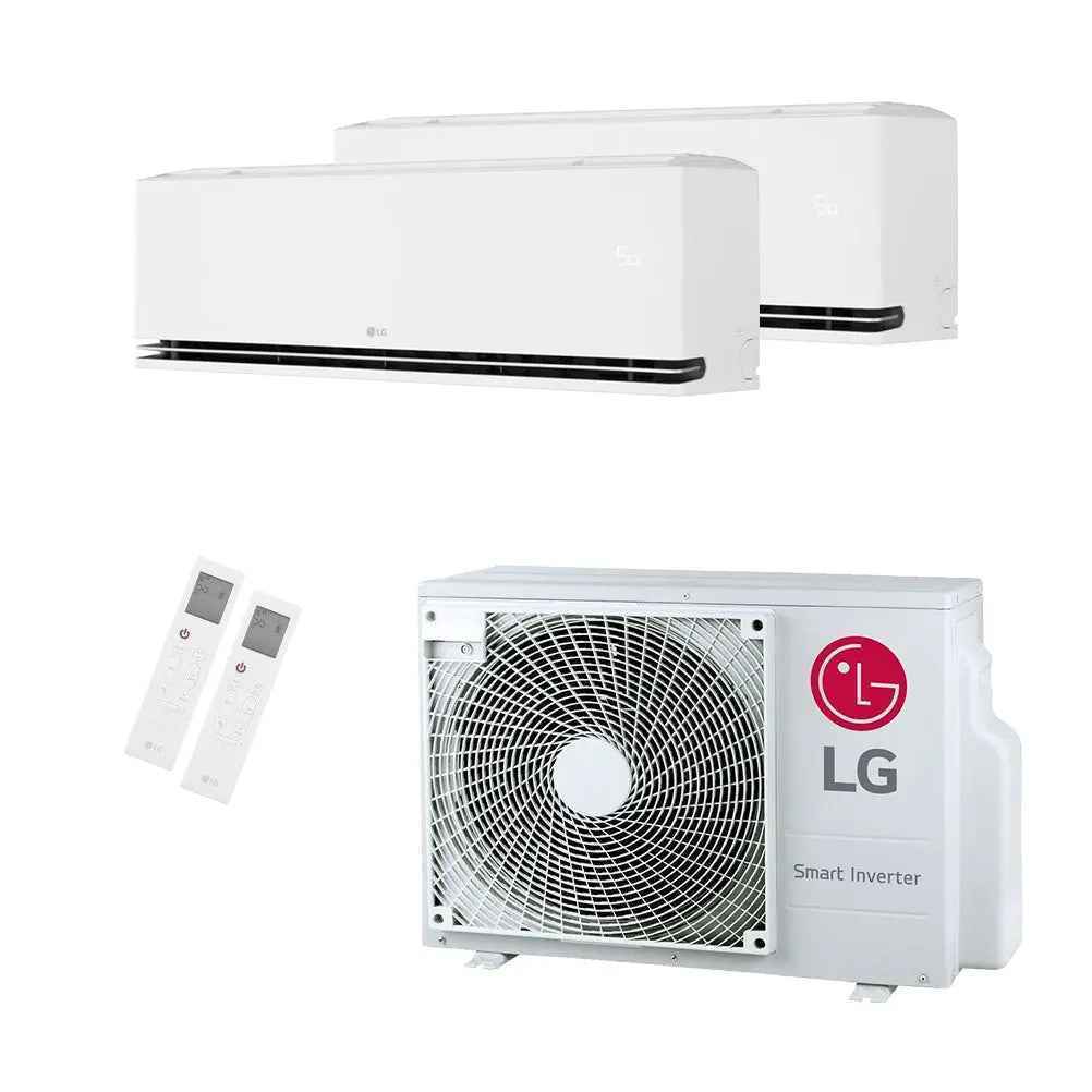 Sunteg LG Dualcool Deluxe Multi-Split A+++ airconditioningsysteem met WiFi, 4,7 kW, multi-zone klimaatregeling, zichtbaar in de afbeelding.