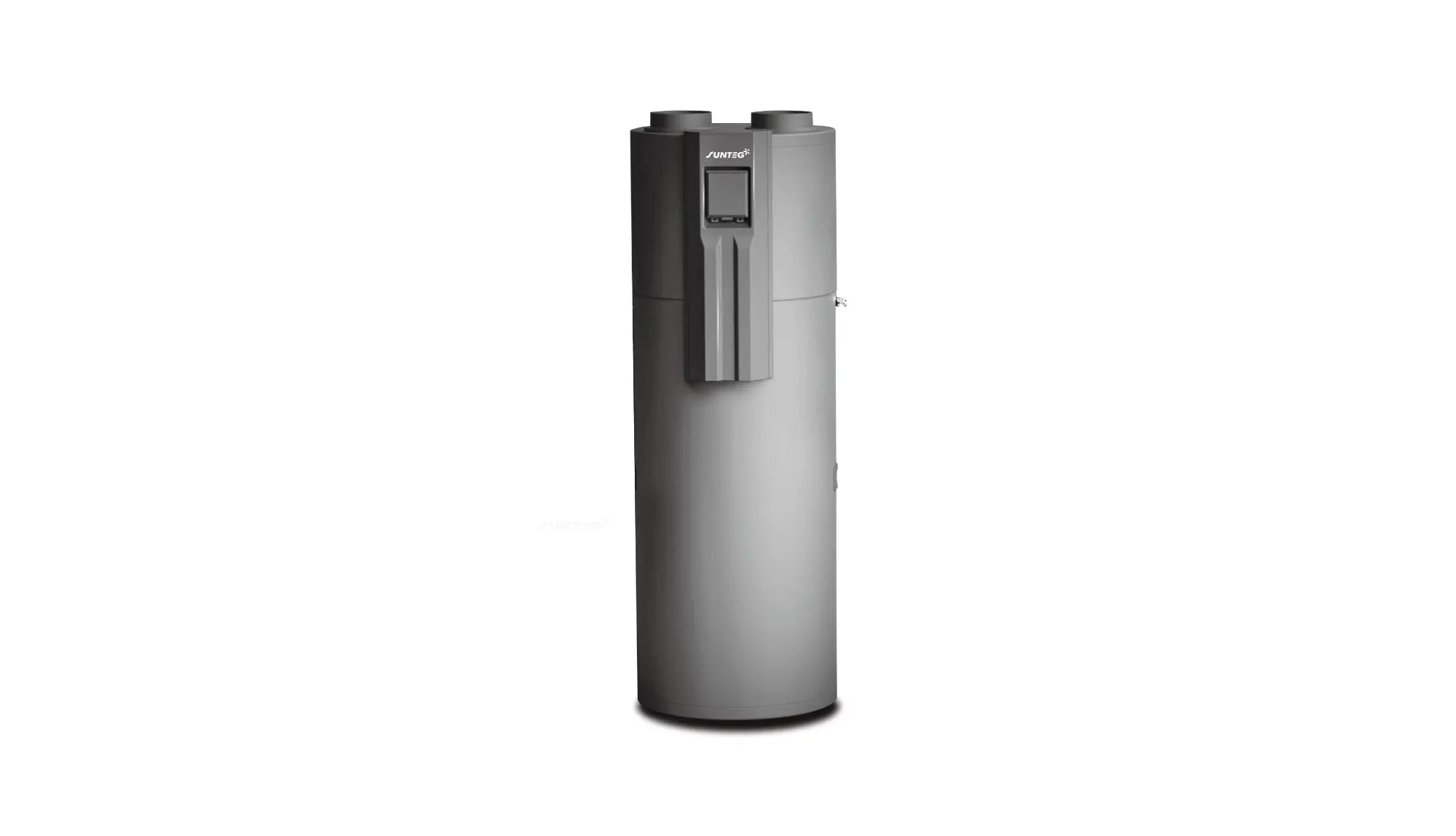 Sunteg R290 Eco all-in-one warmtepomp boiler voor duurzame verwarming, met 200L opslag, in een moderne technische ruimte